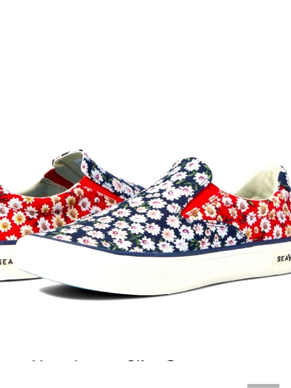 Seavees Hawthorne slip on daisy patchwork cotton poplin twill
